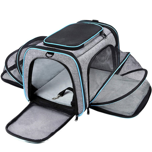 Maskeyon Airline Approved Pet Carrier, Large Soft Sided Pet Travel TSA Carrier 4 Sides Expandable Cat Collapsible Carrier with Removable Fleece Pad and Pockets for Cats Dogs and Small Animals